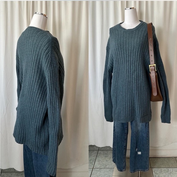GAP Ribbed knit 100% wool oversized sweater Blue XXL. - Picture 3 of 8